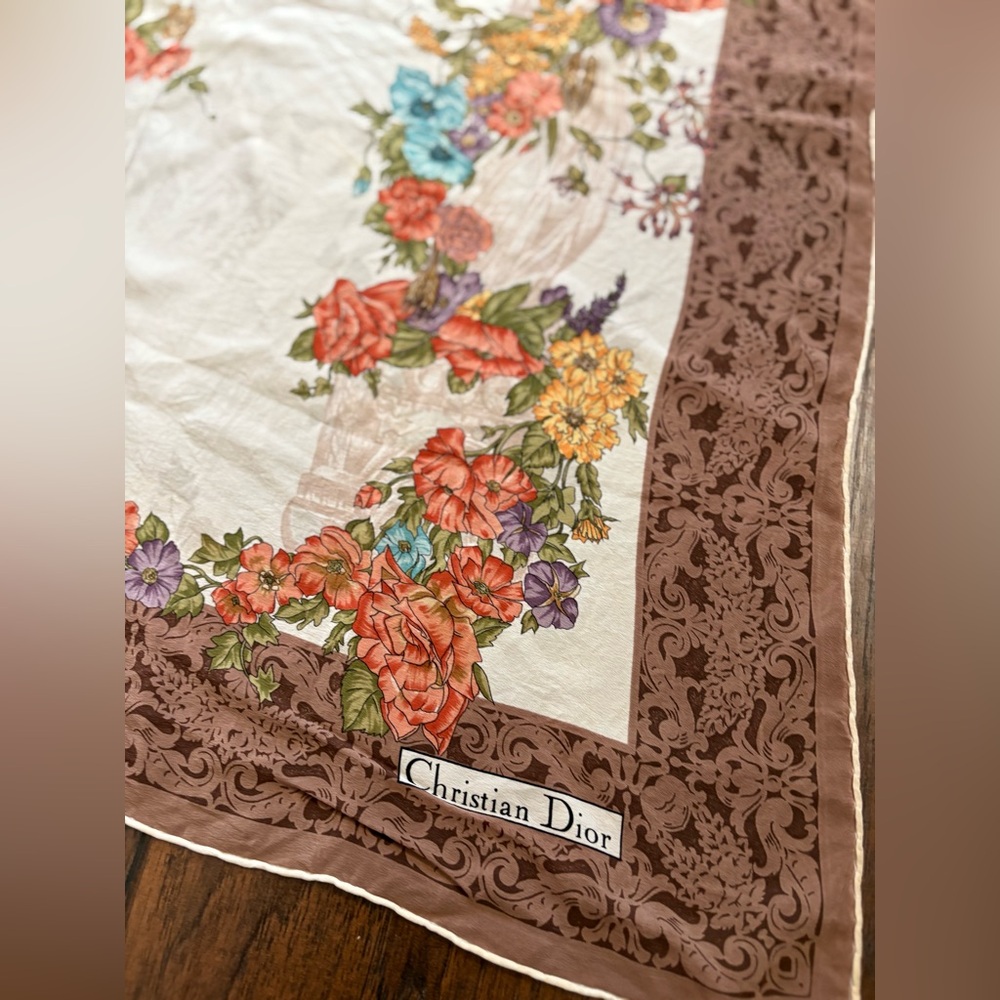 CHRISTIAN DIOR Vintage Solk Scarf - Picture 2 of 11